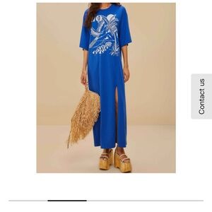 Farm Rio Blue Rio Organic Cotton Maxi Dress - XS - NWT